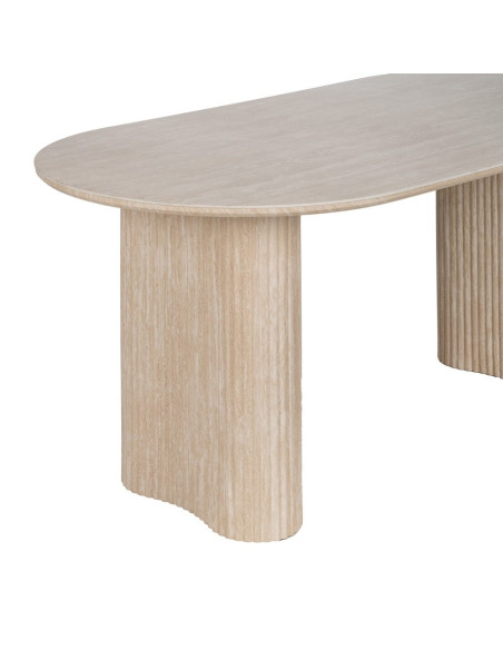 Table à manger ovale effet travertin beige 180 cm Nezas Ixia - 5