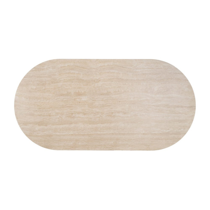 Table à manger ovale effet travertin beige 180 cm Nezas Ixia - 7