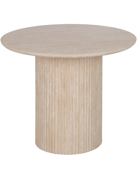 Table à manger ronde pierre frittée effet travertin beige 90 cm Nezas Ixia - 1