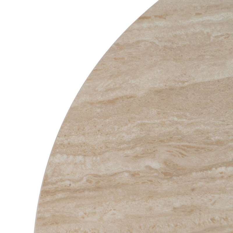 Table à manger ronde pierre frittée effet travertin beige 90 cm Nezas Ixia - 2