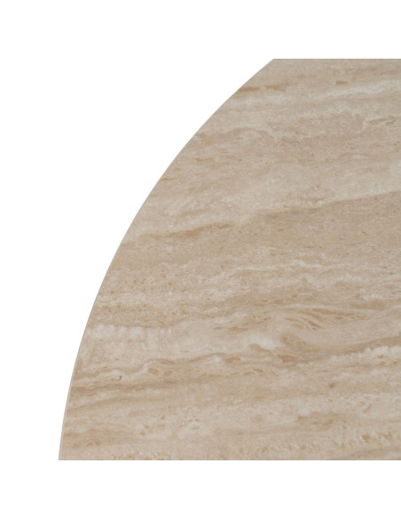 Table à manger ronde pierre frittée effet travertin beige 90 cm Nezas Ixia - 2