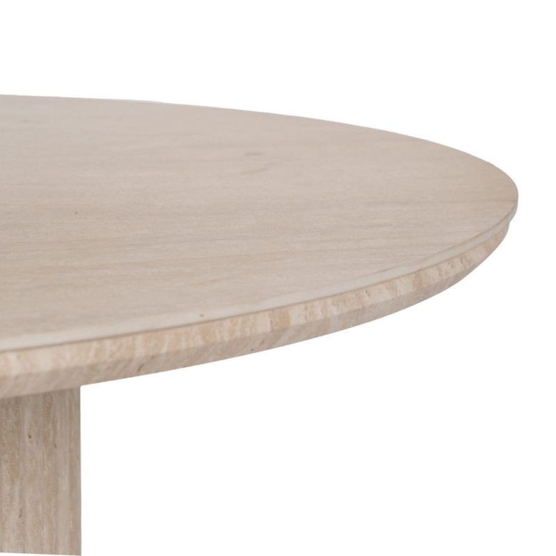 Table à manger ronde pierre frittée effet travertin beige 90 cm Nezas Ixia - 4