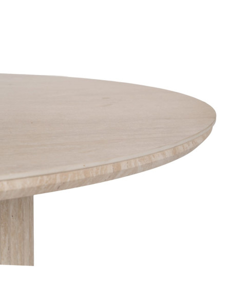 Table à manger ronde pierre frittée effet travertin beige 90 cm Nezas Ixia - 4