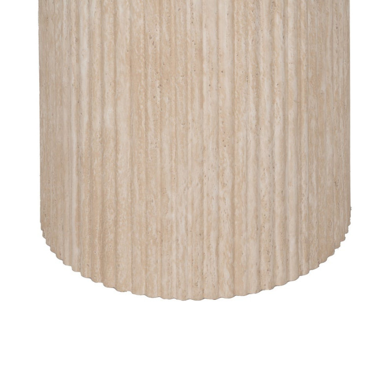 Table à manger ronde pierre frittée effet travertin beige 90 cm Nezas Ixia - 6