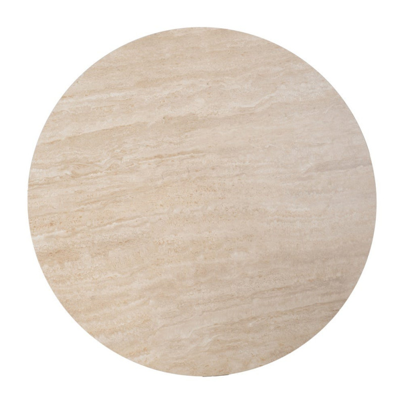 Table à manger ronde pierre frittée effet travertin beige 90 cm Nezas Ixia - 7