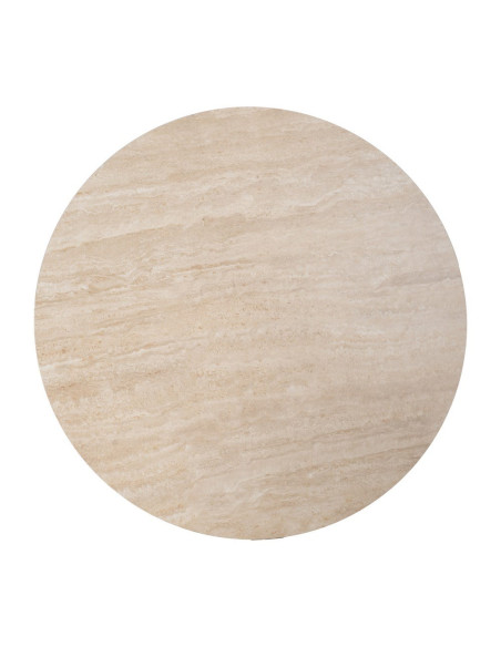 Table à manger ronde pierre frittée effet travertin beige 90 cm Nezas Ixia - 7