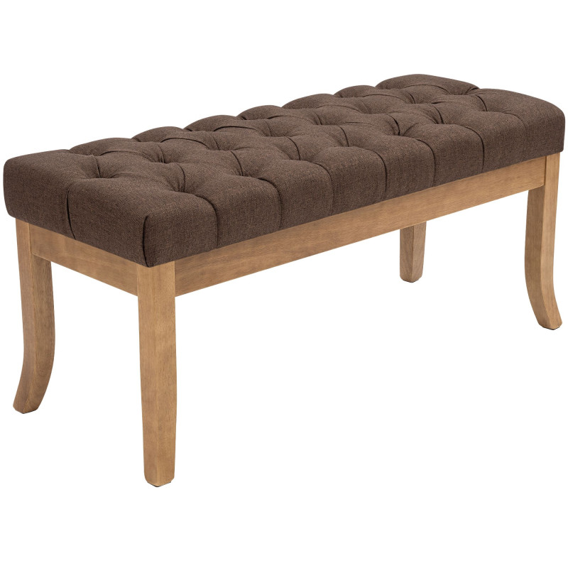 Banc capitonné brun chocolat en tissu 100x38x46 cm Volai  - 1