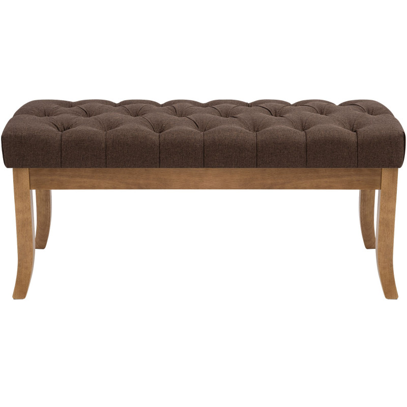 Banc capitonné brun chocolat en tissu 100x38x46 cm Volai  - 2