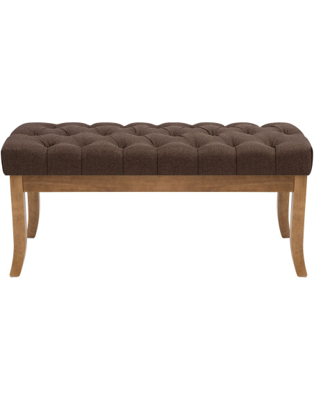 Banc capitonné brun chocolat en tissu 100x38x46 cm Volai  - 2