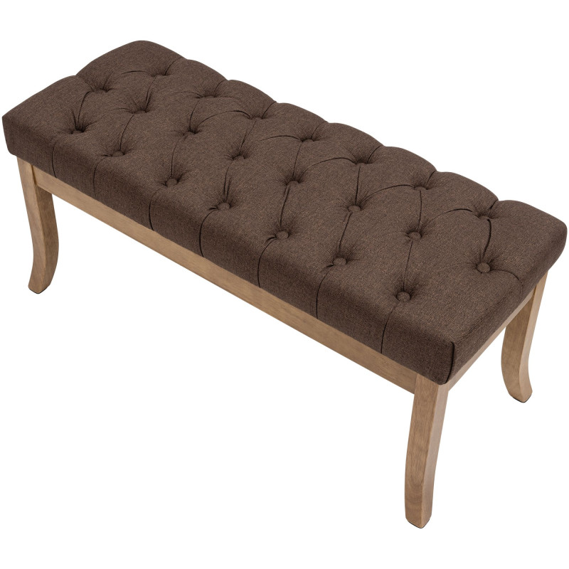 Banc capitonné brun chocolat en tissu 100x38x46 cm Volai  - 5