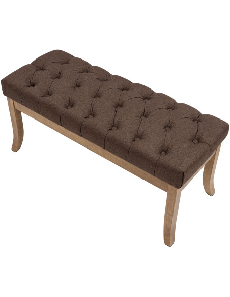 Banc capitonné brun chocolat en tissu 100x38x46 cm Volai  - 5