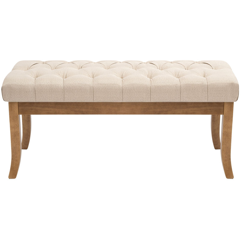 Banc capitonné crème en tissu 100x38x46 cm Volai  - 2