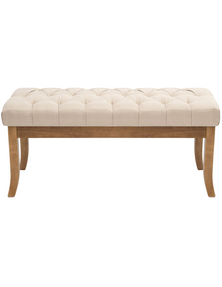 Banc capitonné crème en tissu 100x38x46 cm Volai  - 2