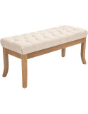Banc capitonné crème en tissu 100x38x46 cm Volai