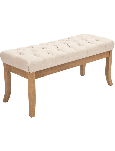 Banc capitonné crème en tissu 100x38x46 cm Volai  - 1