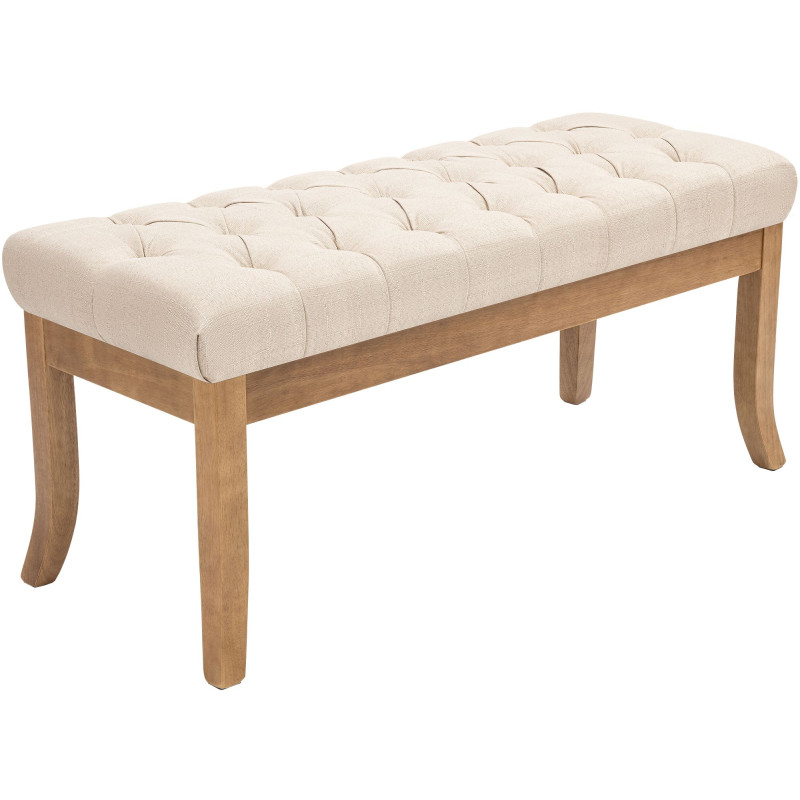 Banc capitonné crème en tissu 100x38x46 cm Volai  - 1