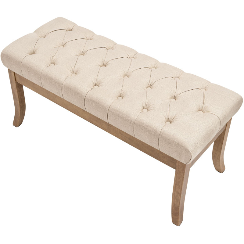 Banc capitonné crème en tissu 100x38x46 cm Volai  - 3