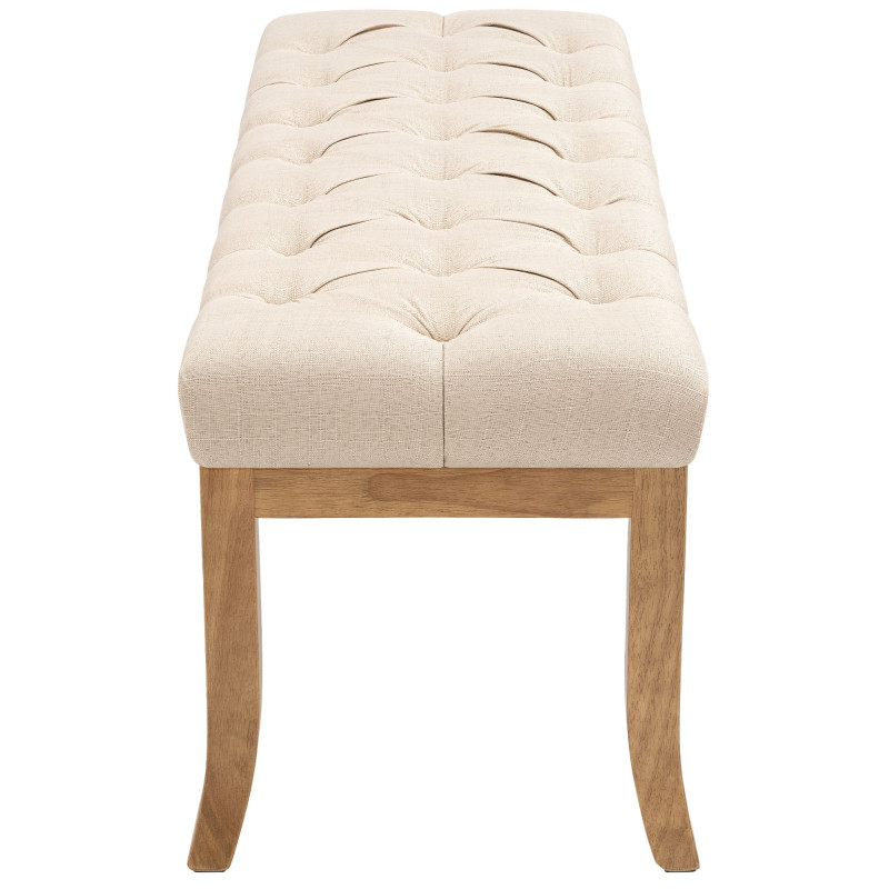 Banc capitonné crème en tissu 100x38x46 cm Volai  - 4