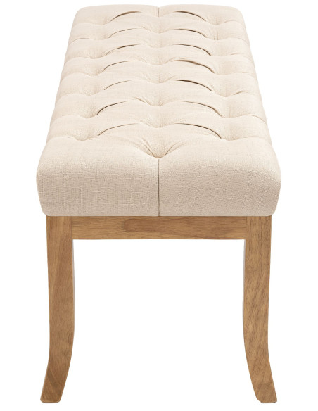 Banc capitonné crème en tissu 100x38x46 cm Volai  - 4
