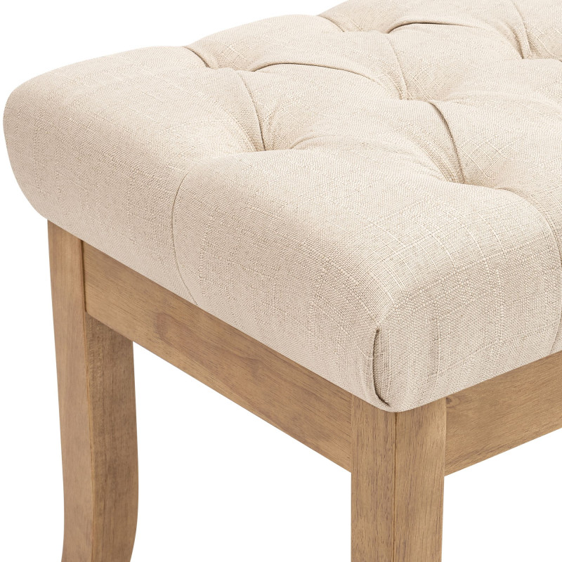 Banc capitonné crème en tissu 100x38x46 cm Volai  - 5