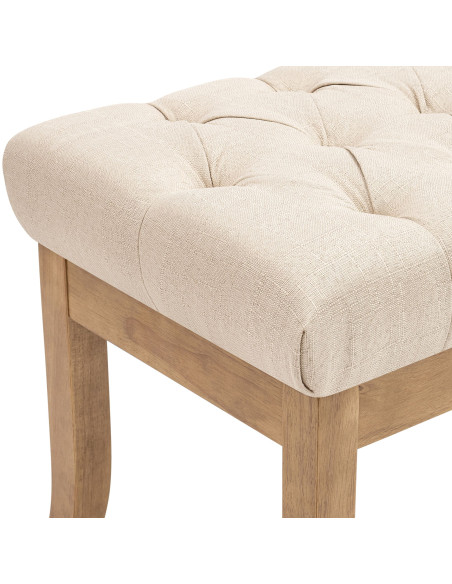 Banc capitonné crème en tissu 100x38x46 cm Volai  - 5