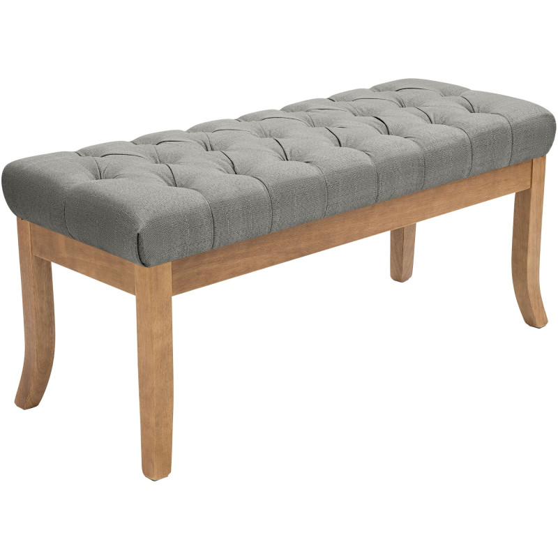 Banc capitonné gris clair 100x38x46 cm Volai  - 1