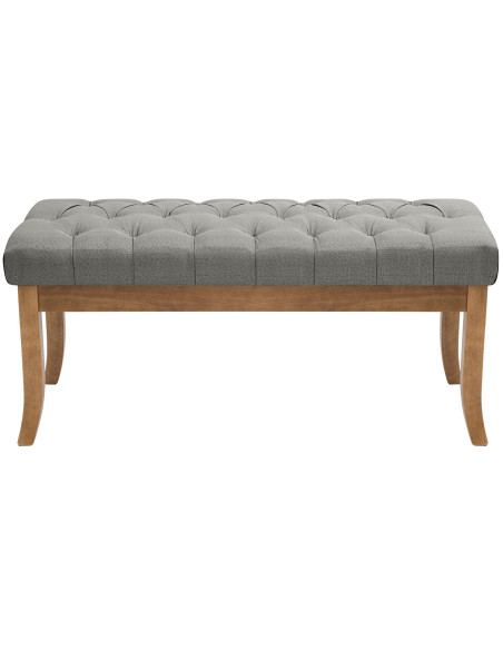 Banc capitonné gris clair 100x38x46 cm Volai  - 2