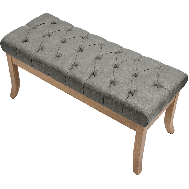 Banc capitonné gris clair 100x38x46 cm Volai  - 4