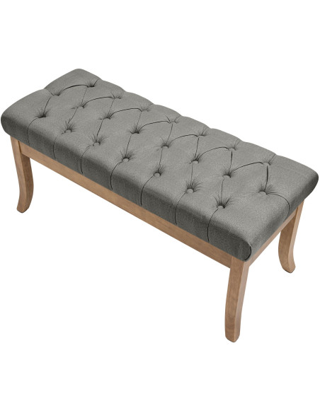 Banc capitonné gris clair 100x38x46 cm Volai  - 4