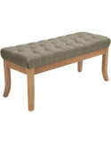Banc capitonné taupe en tissu 100x38x46 cm Volai