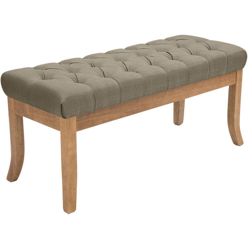 Banc capitonné taupe en tissu 100x38x46 cm Volai  - 1