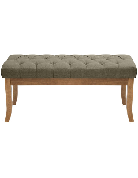 Banc capitonné taupe en tissu 100x38x46 cm Volai  - 2