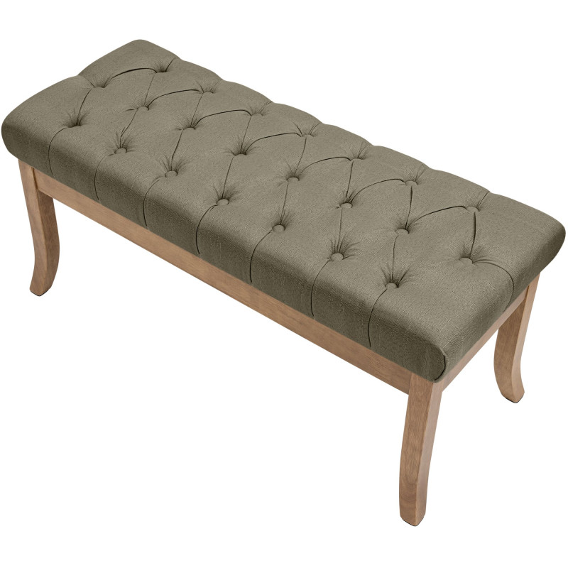 Banc capitonné taupe en tissu 100x38x46 cm Volai  - 4