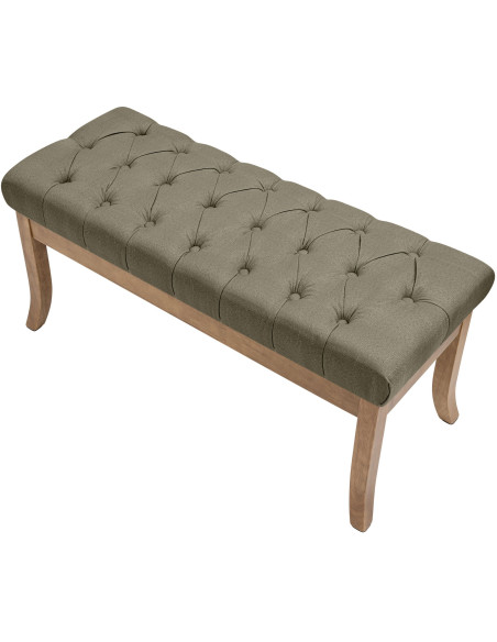 Banc capitonné taupe en tissu 100x38x46 cm Volai  - 4