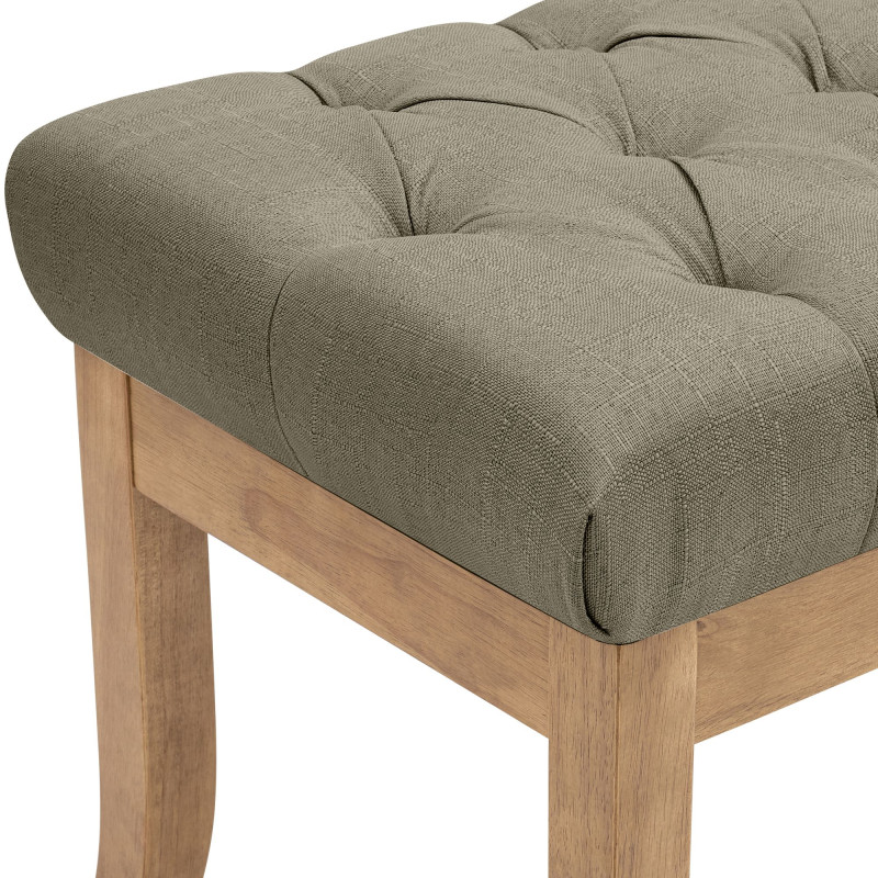 Banc capitonné taupe en tissu 100x38x46 cm Volai  - 5