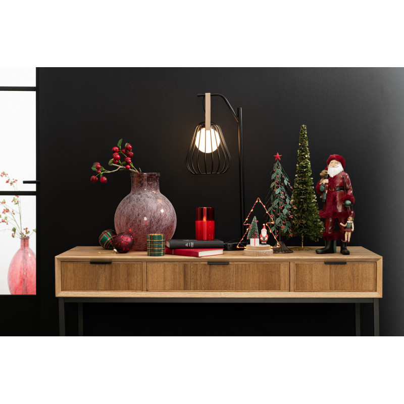 Console Rectangulaire 3 tiroirs Contempo en Bois de frêne Naturel Métal Noir - 2