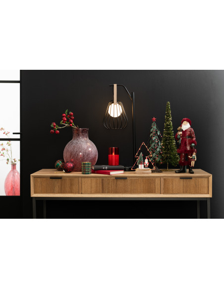 Console Rectangulaire 3 tiroirs Contempo en Bois de frêne Naturel Métal Noir - 2