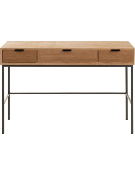 Console Rectangulaire 3 tiroirs Contempo en Bois de frêne Naturel Métal Noir - 3