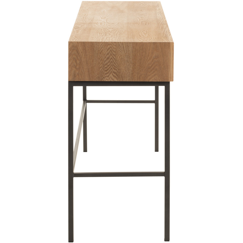 Console Rectangulaire 3 tiroirs Contempo en Bois de frêne Naturel Métal Noir - 4