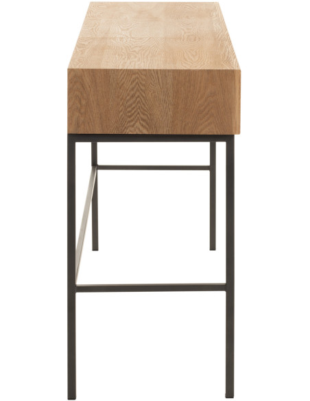Console Rectangulaire 3 tiroirs Contempo en Bois de frêne Naturel Métal Noir - 4