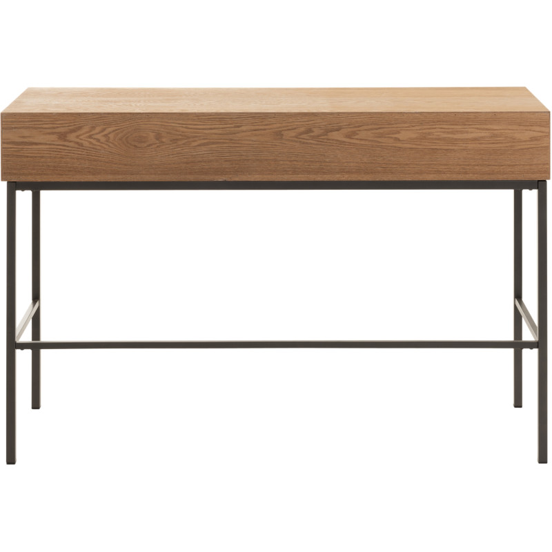 Console Rectangulaire 3 tiroirs Contempo en Bois de frêne Naturel Métal Noir - 5