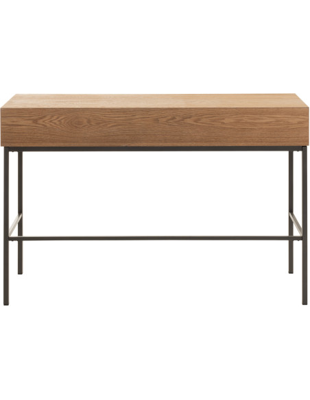 Console Rectangulaire 3 tiroirs Contempo en Bois de frêne Naturel Métal Noir - 5