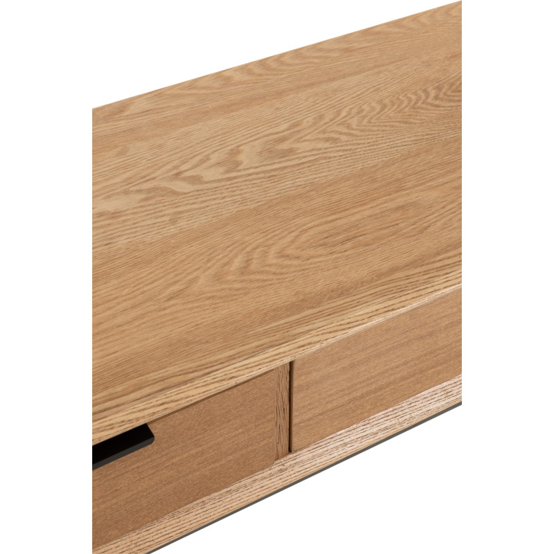Console Rectangulaire 3 tiroirs Contempo en Bois de frêne Naturel Métal Noir - 8