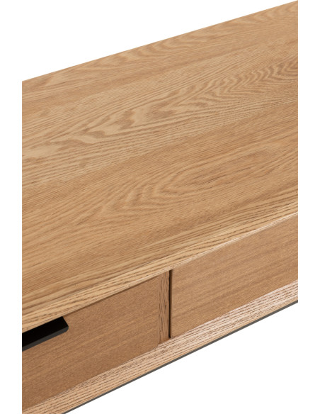 Console Rectangulaire 3 tiroirs Contempo en Bois de frêne Naturel Métal Noir - 8