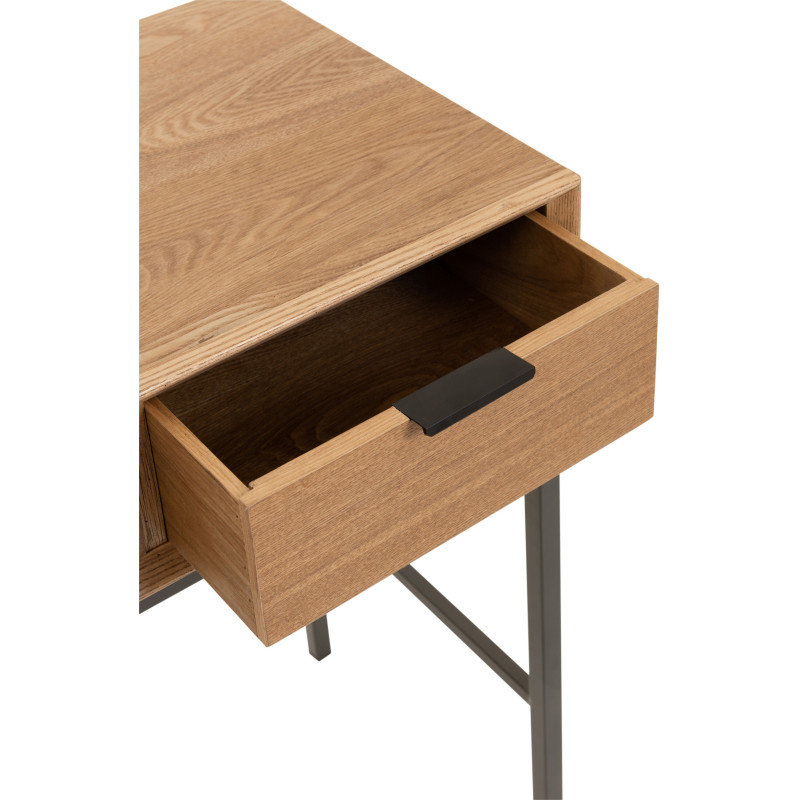 Console Rectangulaire 3 tiroirs Contempo en Bois de frêne Naturel Métal Noir - 9