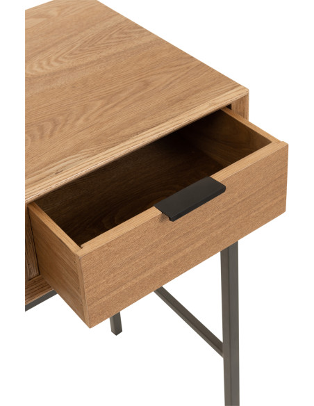 Console Rectangulaire 3 tiroirs Contempo en Bois de frêne Naturel Métal Noir - 9