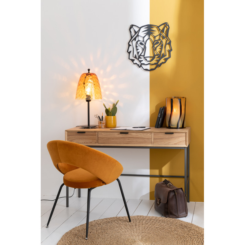 Console Rectangulaire 3 tiroirs Contempo en Bois de frêne Naturel Métal Noir - 11