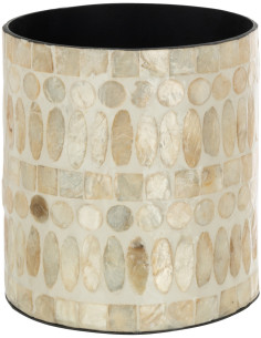 Cache-pot en Céramique Beige Peal Diamètre 14 cm Motif mosaïque - 1