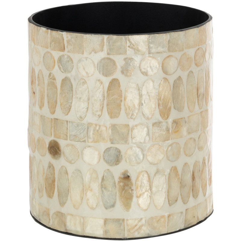 Cache-pot en Céramique Beige Peal Diamètre 14 cm Motif mosaïque - 1
