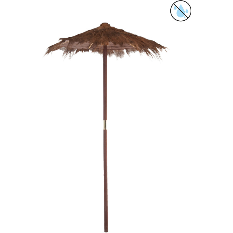 Parasol Rond 150 cm en Feuille de cocotier Marron Bois Julian - 1